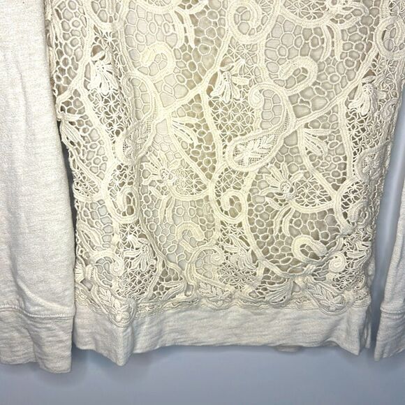 J. Crew Off White Lacy Front Long Sleeve T-Shirt S - Picture 3 of 5